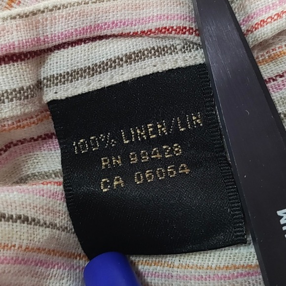 Bugatchi Uomo 100% Linen Button Up  Mens Striped Shirt Travel Cruise Size Medium - Picture 7 of 10